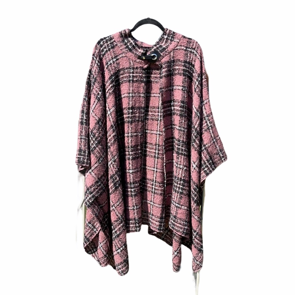 Torrid purple, black & white plaid poncho